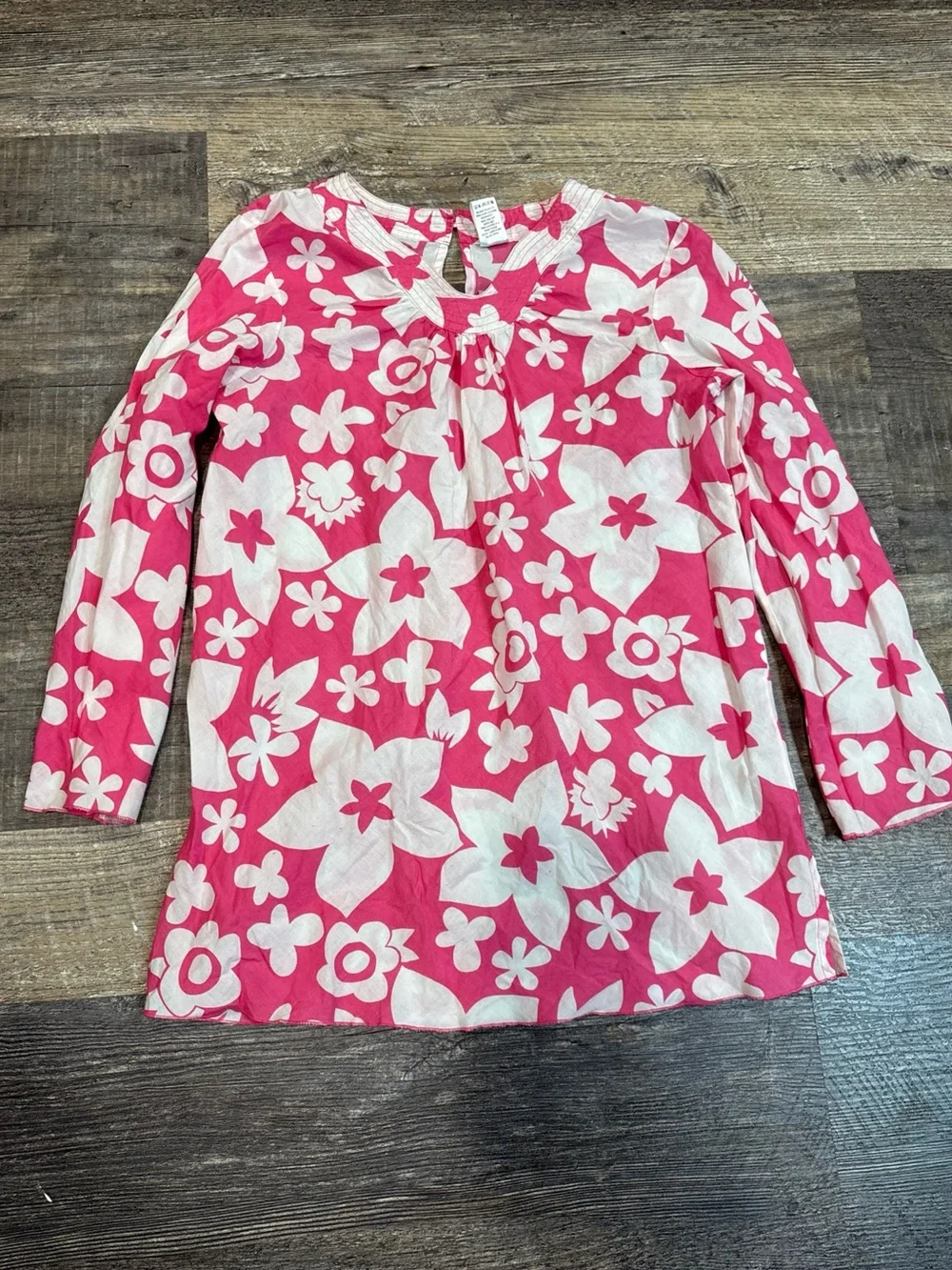 Mini Boden Girls Bathing Suit Cover Up Dress Sz 9/10y pink and white flowers
